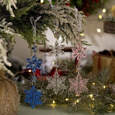 4ks akrylové vánoční přívěsky rampouch sněhové vločky průhledné DIY přívěsky ledové proužky sněhové vločky barevné nádherné