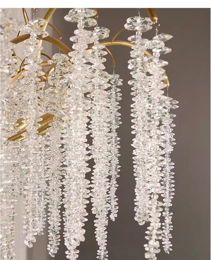 LED Crystal Tassel Chandelier: French-American Style for Living Room, Bedroom, or Restaurant