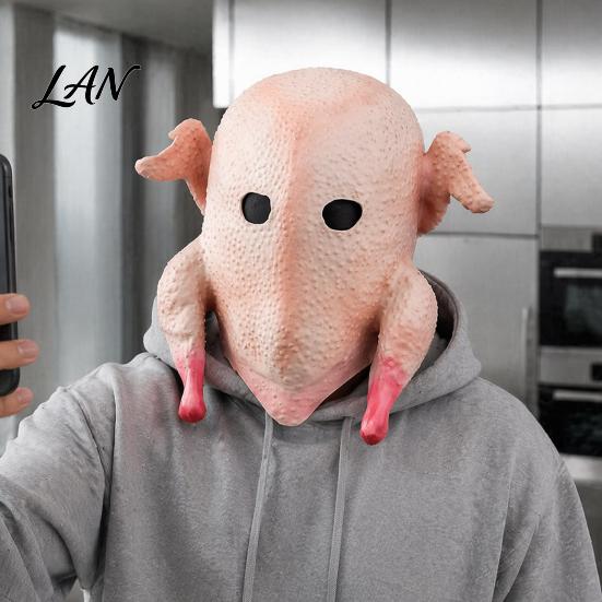 Soft Latex Animal Head Mask Halloween Mask, Realistic Turkey Shape, Breathable Full Unique Thanksgiving Day Costume Cover, for Party Dress Up Cosplay