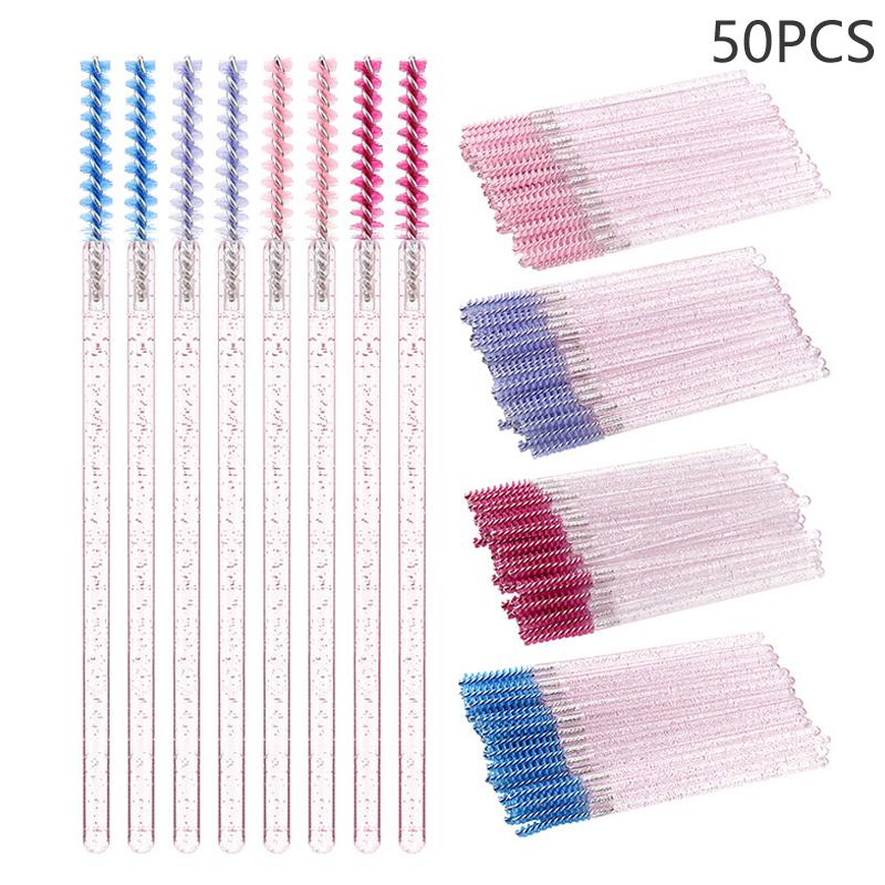 50 Stück Wimpernverlängerung Regenbogen Augenbrauenbürste Mascara-Stab Applikator Spoolies Wimpern Kosmetikpinsel Set Make-up Werkzeug