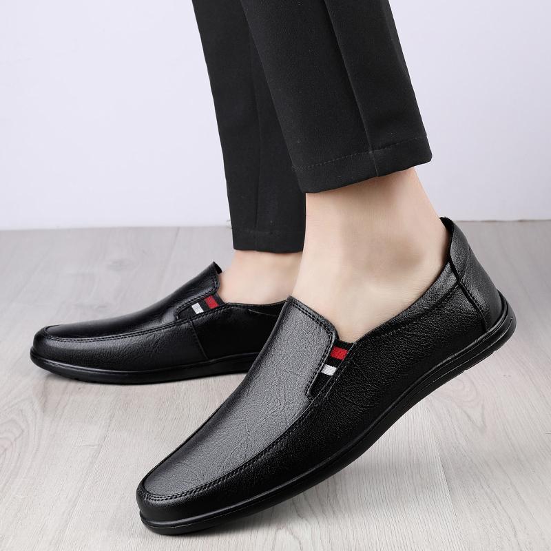 Black Shoes Men  Soft  Man Shoes High Quality Casual Genuine Leather Boat Shoes Men Flats  Driving Shoes