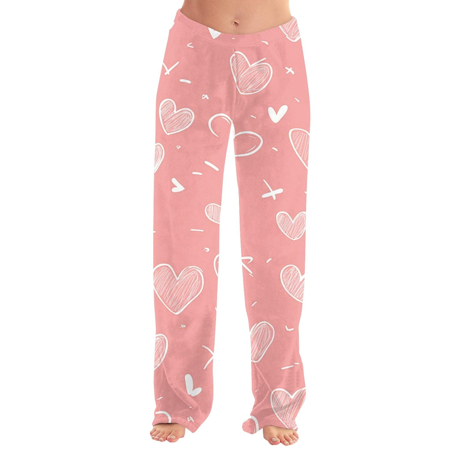 

Женские повседневные брюки с принтом ко Дню святого Валентина, эластичные брюки с завязками на талии XS белый