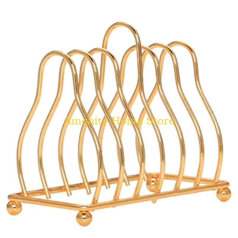 

F26C Metal Iron Kitchen Dish Plate Chopping Board Organizer Drainer Shelf for Home Kitchen Cooking Countertop Rack золотой