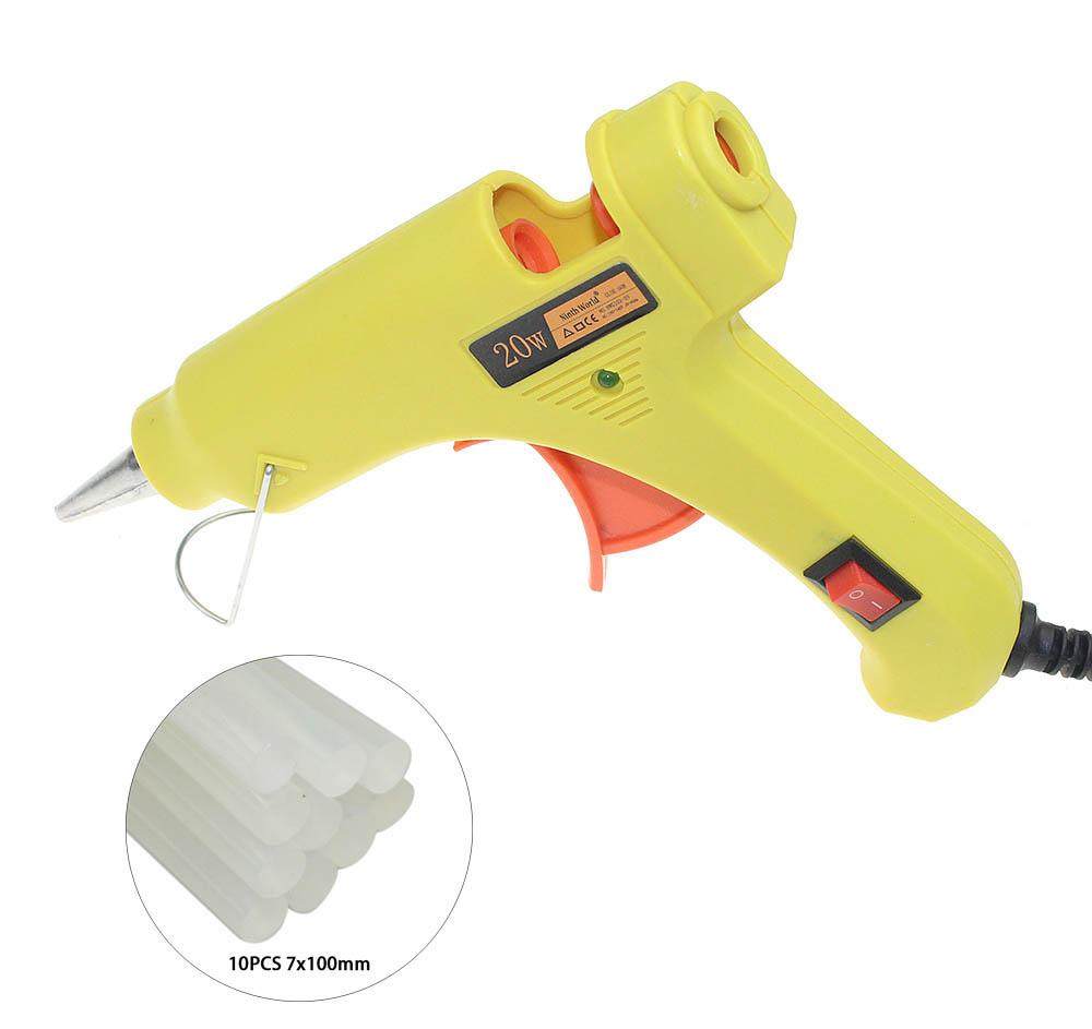 100-240V 20W Hot Melt Glue Gun - Electric Thermo Heat Repair Tool for Daily DIY & Small Repairs, With 10 Pcs 3-Color Glue Sticks