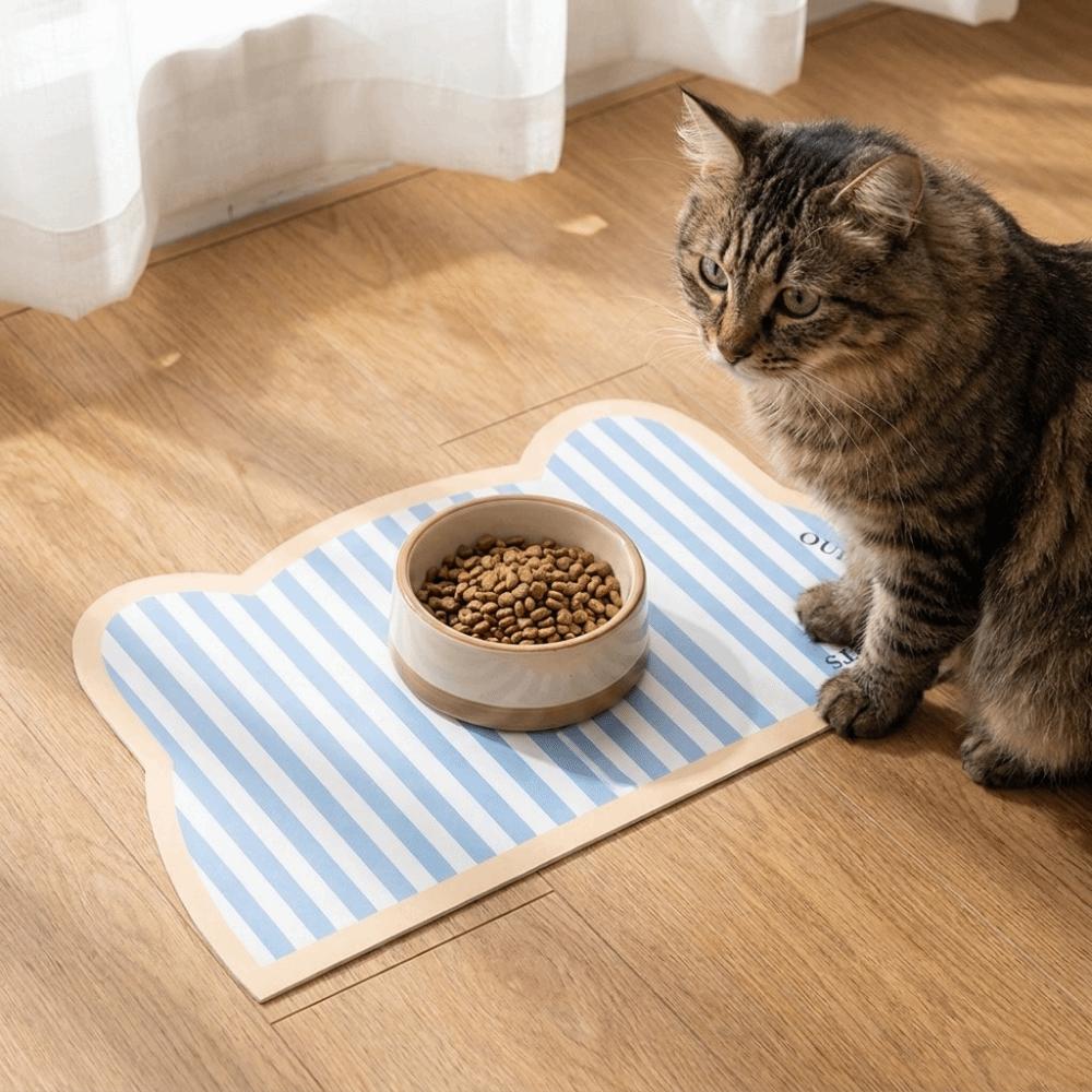 Leak-Proof Pet Placemat Anti Slip Cat Bowl Mat Cat Head Shaped Pet Meal Mat Multi-Pet Household