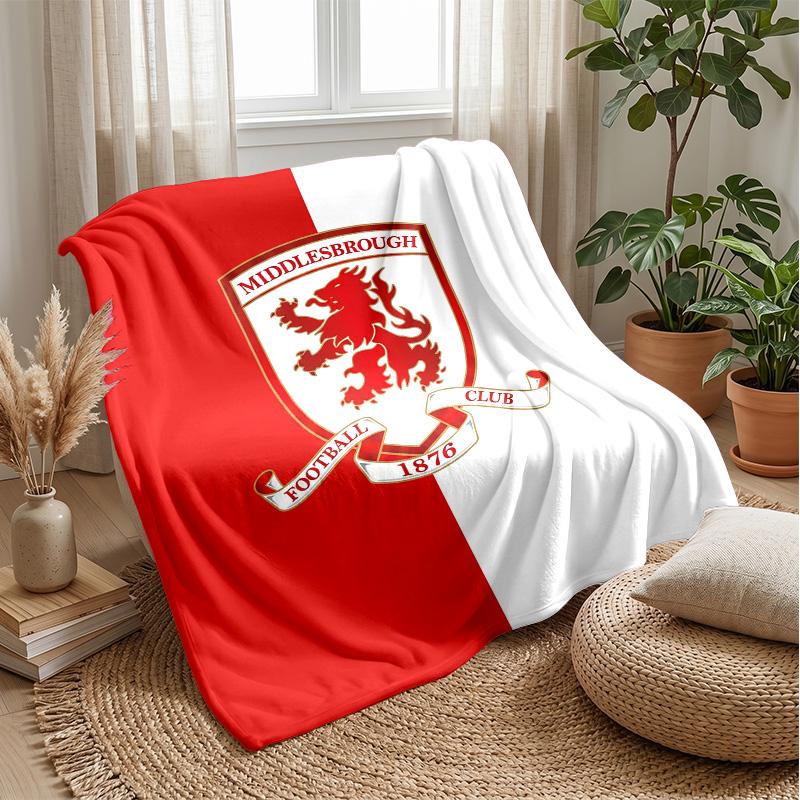 Coperta in Flanella con Stampa del Middlesbrough Football, Coperta Morbida Calda Leggera per Divano Letto Campeggio