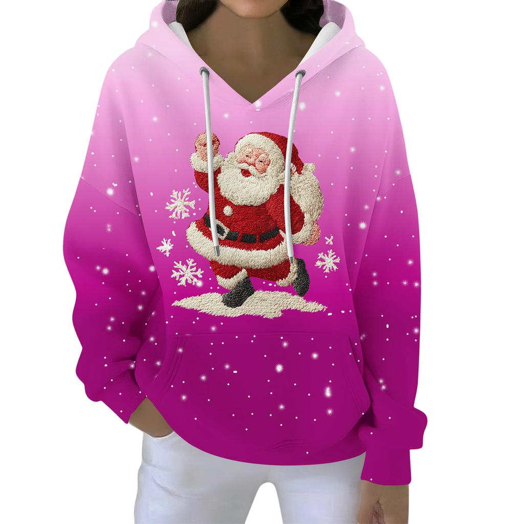 Christmas Hoodies For Women Funny Cute Printed Holiday Sweatshirt Winter Oversized Pullover Tops