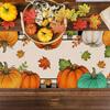 Festive Table Runner Fall Thanksgiving Pumpkin Leavest Table Runners Table Cloth for Holiday Decoration