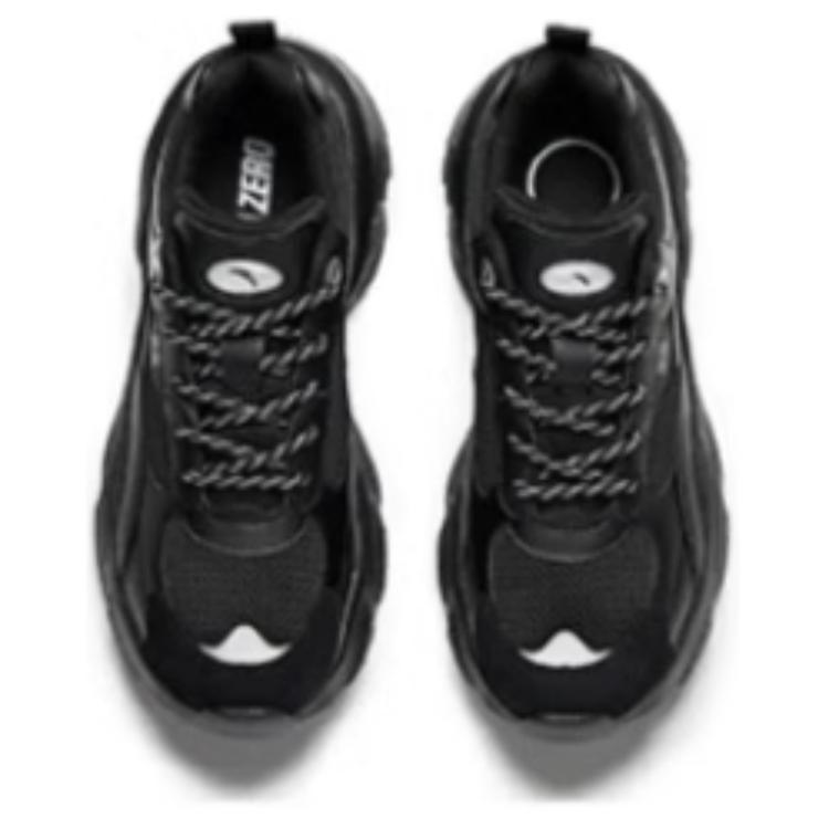 New Anta Wear-Resistant Coverage Support Low-Top Chunky Sneakers Women's Black Silver 922518814-2