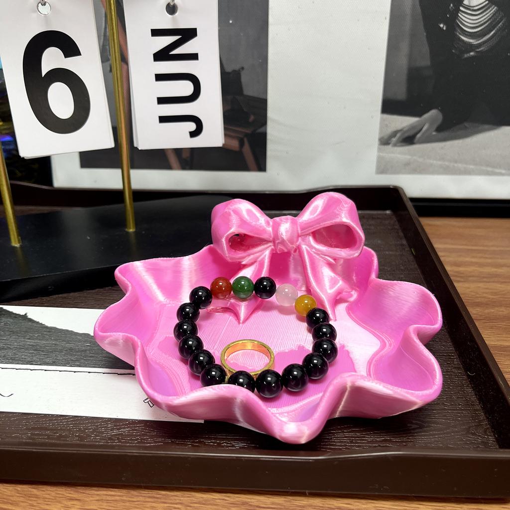 Cute Bowknot Shaped Jewelry Organizer Home Desktop Storage Tray Decor Display Holder for Ring Earrings Living Room Bedroom Decor
