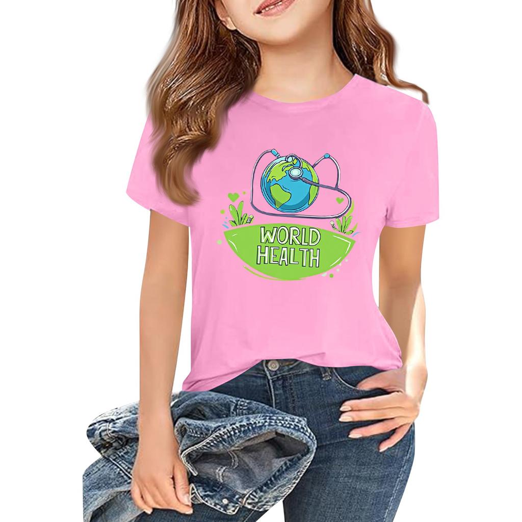 Children's Fashion Casual Short Sleeve Printed Round Neck Short Sleeve T-Shirt Top