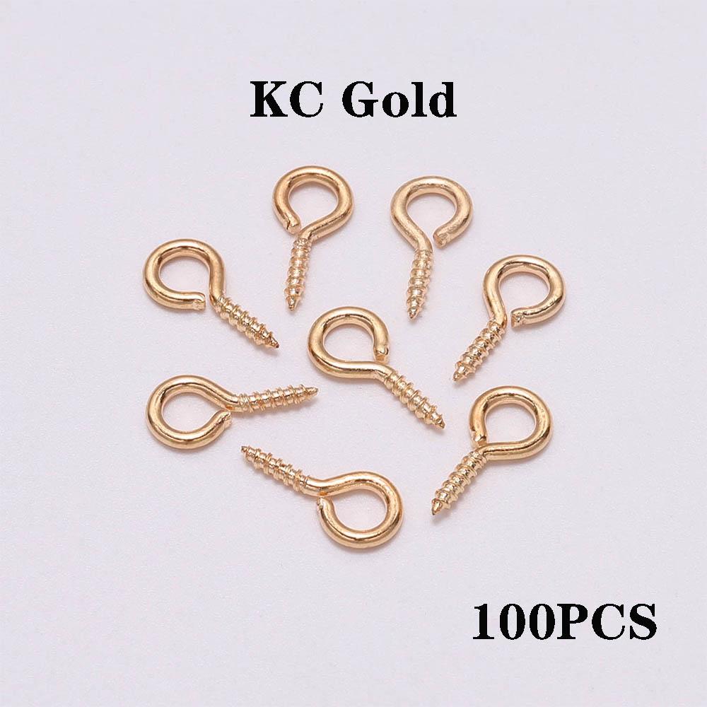 100-200Pcs Tiny Mini Eye Pins Screw Clasps Gold Connector Pendants Threaded Hooks For DIY Jewelry Making Findings Accessoies