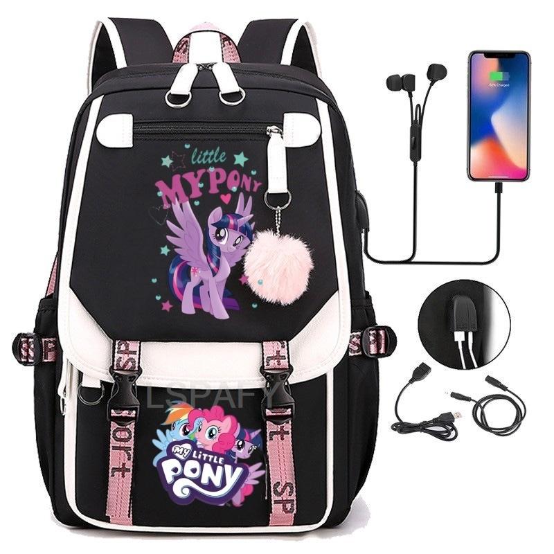 Knapsacks 3Pcs Set My Little Pony School Tote Meal Bag Pencil Pouch Female's Back To School Gift Mochila Teens Trip Bags