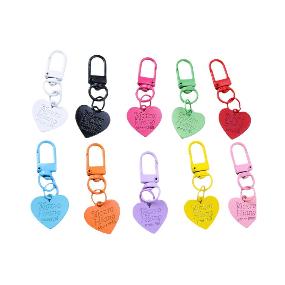 Vibrant Alloy Heart Keychain Pendant - Handmade DIY Candy Color Ornaments