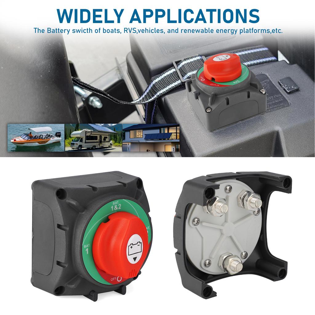 Car 500A 4 Position Battery Switch 12-24V Automotive Battery Isolator Disconnector Circuit Breaker Disconnect Switch