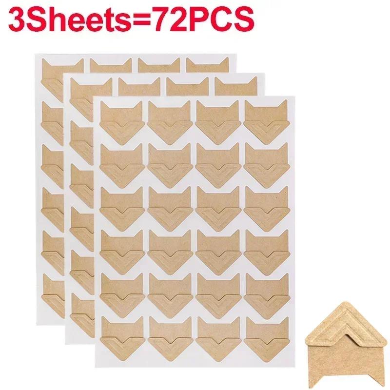 240/24PCS Corner Stickers DIY Vintage Corner Kraft Paper Stickers Scrapbook Self-Adhesive Photo Album Accessories Corner Sticker