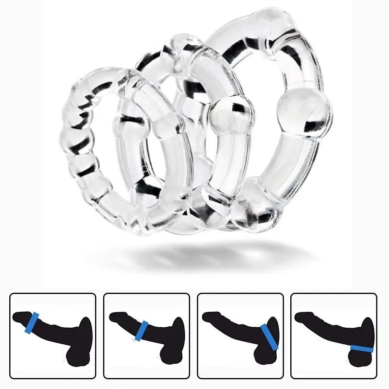 3Pcs Silicone Cock Ring Penis Ring Sex Toys For Men Delay Ejaculation Testicle Scrotum Ball Stretcher Erection Sex Products