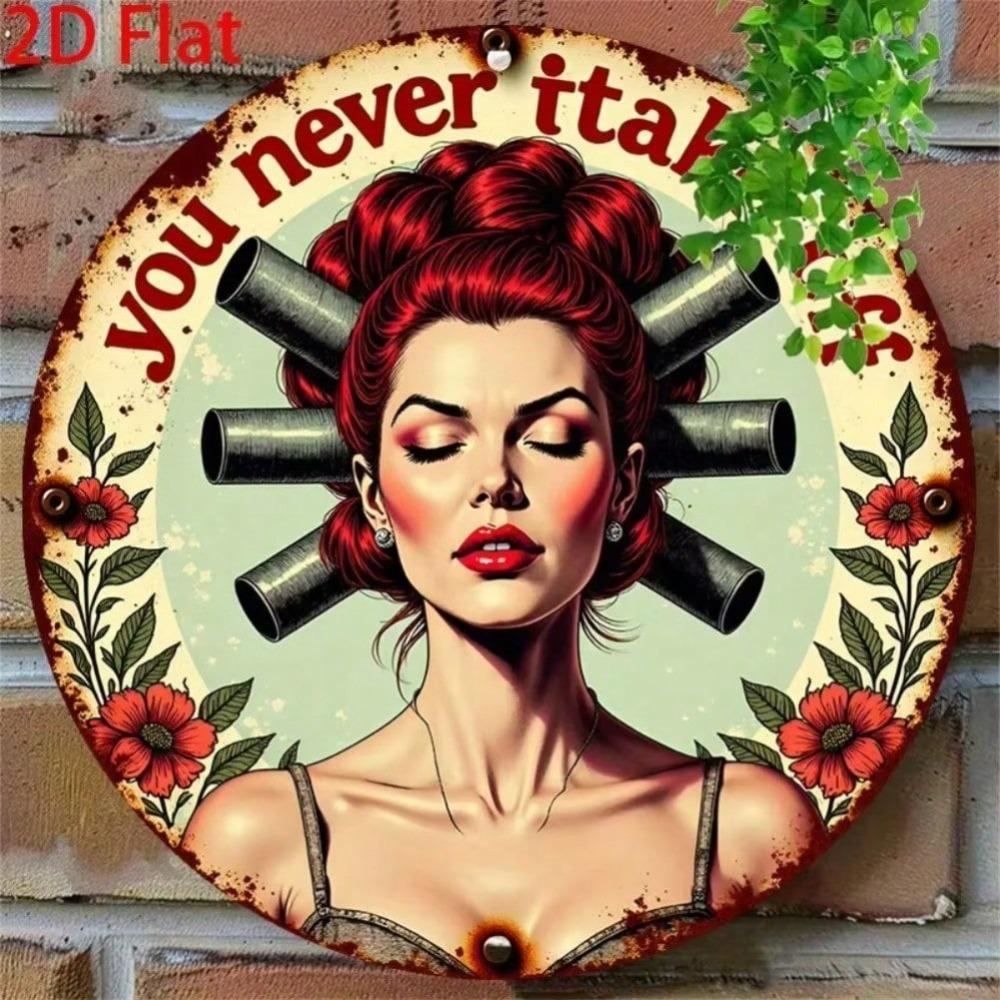 Vintage Redhead Woman Metal Tin Sign Retro Wall Art Home Bar Cafe Decor