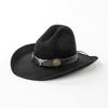 Big Head Western Cowboy Wool Hat with Metal Bull Head Embellishment Wide Brim Edge Design Horse Riding Music Festivals Hat