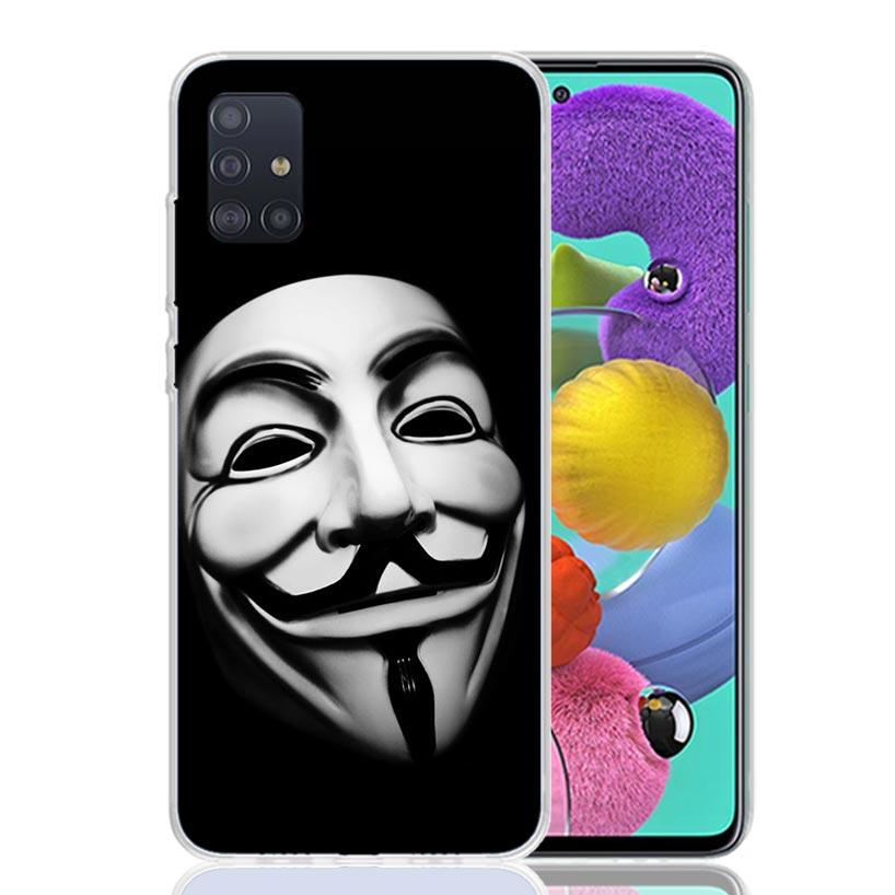 Anonymous V Mask Phone Case For Samsung Galaxy A52 A32 A22 A12 A02S A50S A30S A51 A31 AA71 Note 20 Ultra 10 S10 Plus Galaxy A52
