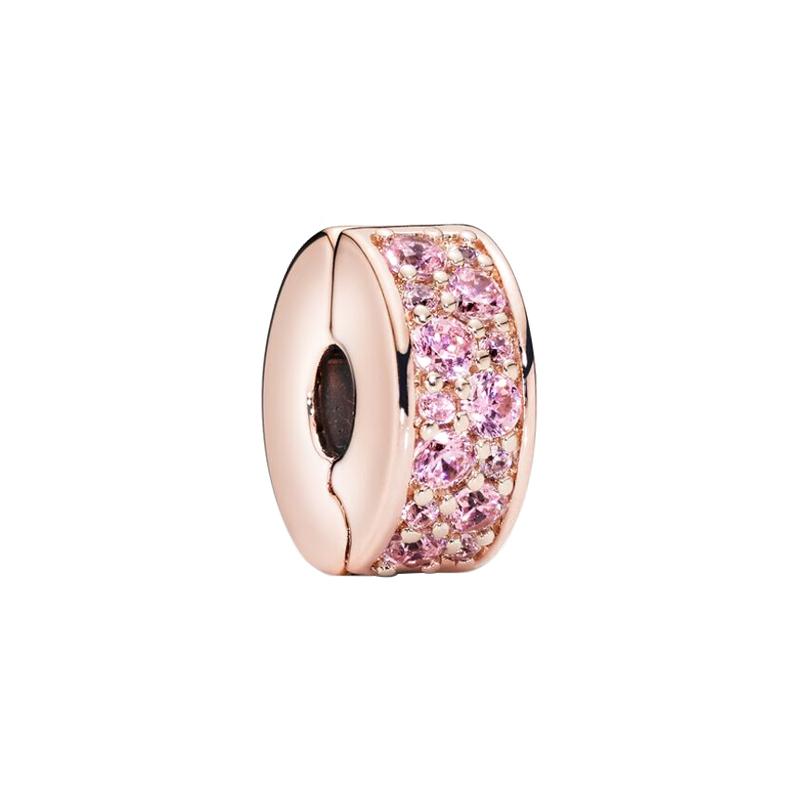 Pandora Rose Series Sparkling Elegant Silicone Fixing Clip Copper Silver Alloy Pendant Women s Model 781817PCZ серебряный