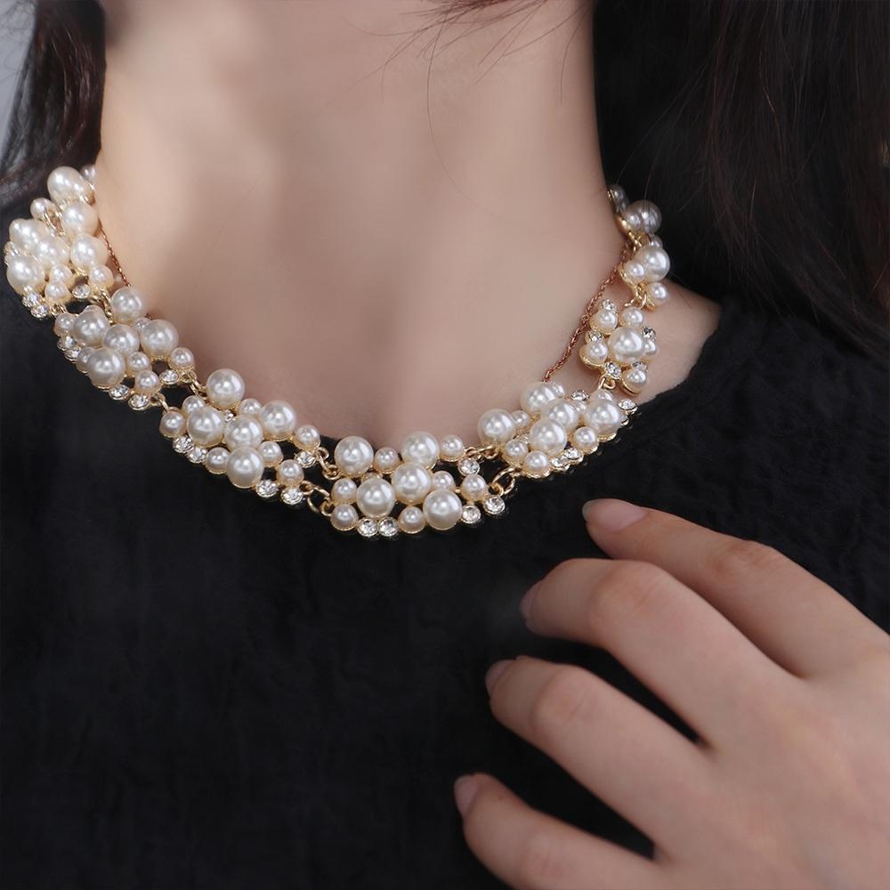 Vintage Pearl Necklace Multi-layer Pearl Dangle Earrings Elegant Wedding Jewelry Set  Women