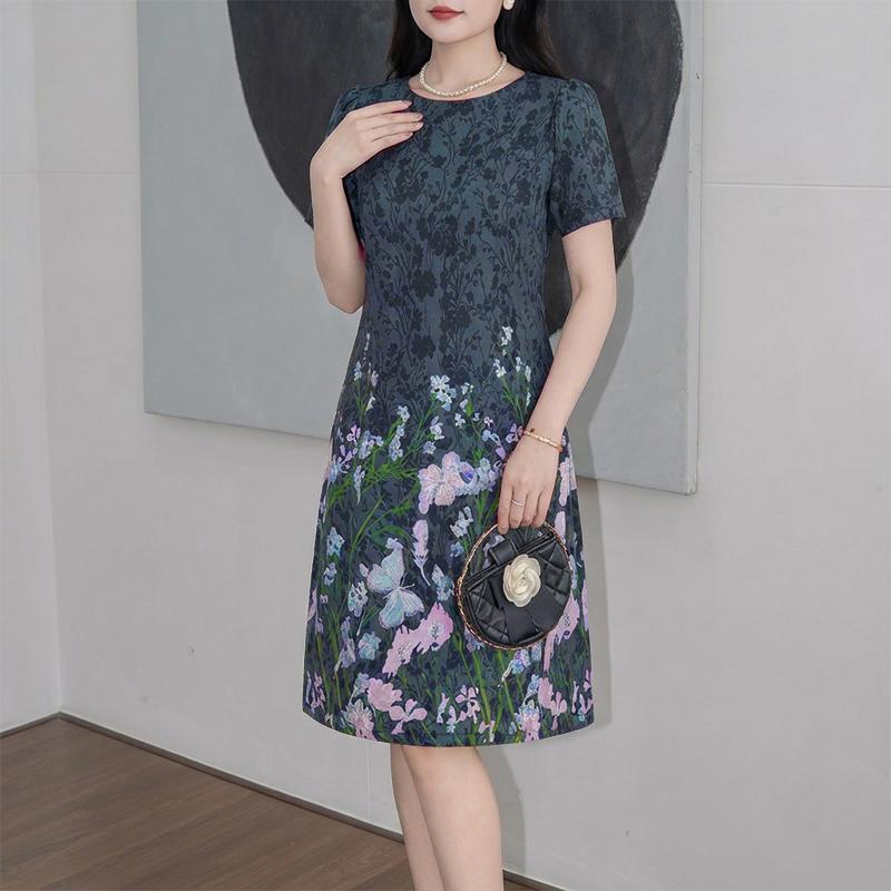 ZANZEA Women Casual Round Neck Short Sleeve Floral Dress