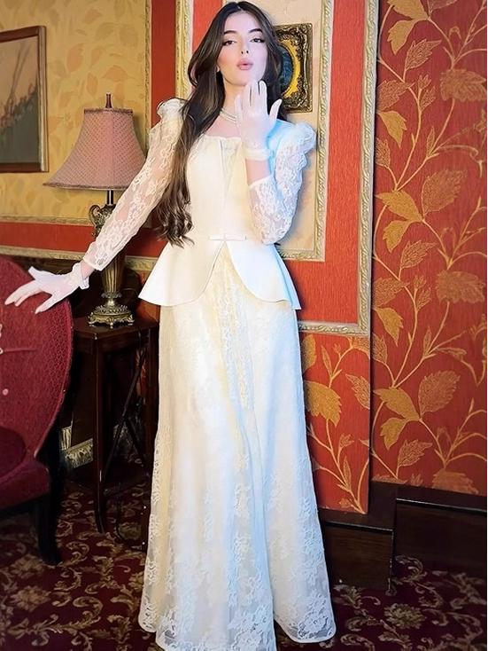 2025 Autumn Flare Sleeve Solid Color Evening Party Two-Piece Set