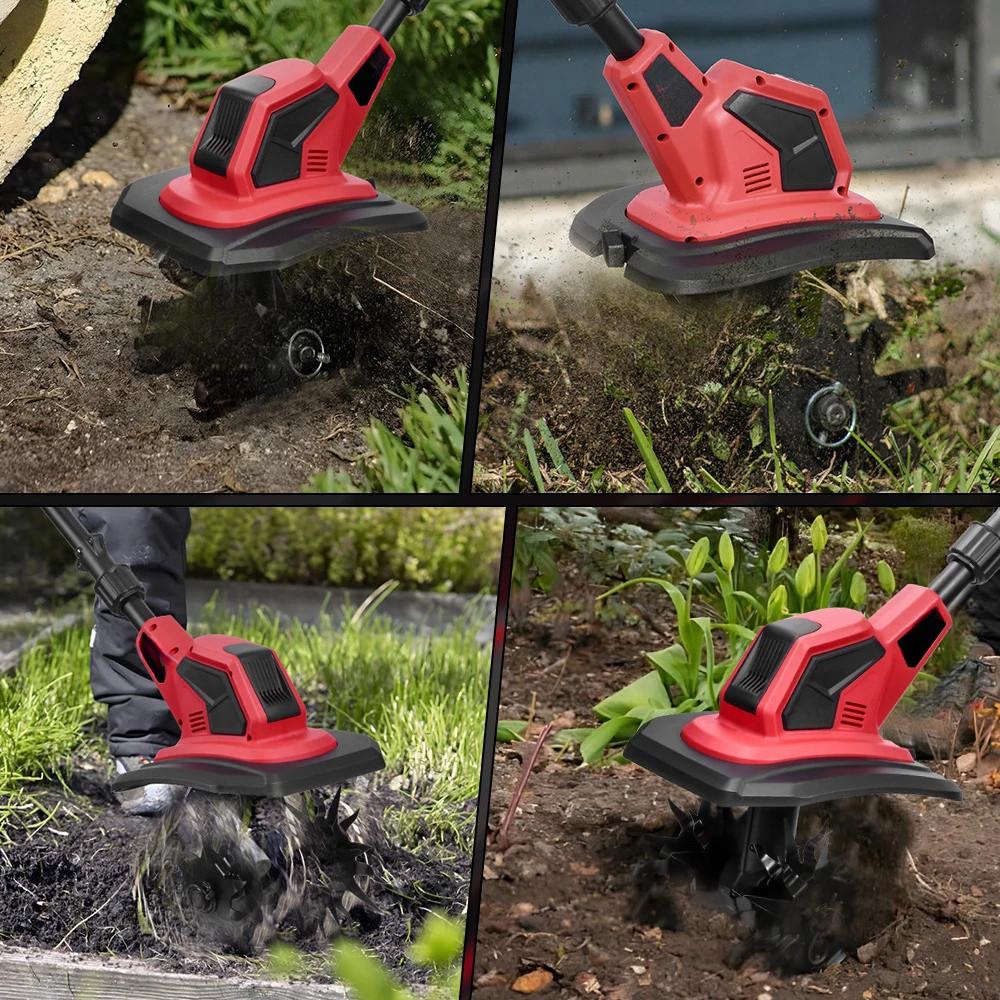 4000W Electric Tiller Cultivator Cordless Portable Grass Trimmer Garden Agricultural Soil Loosening Power Tool