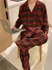 Korean Style Plaid Lace Couple Homewear Set - Autumn/Winter