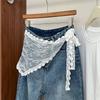 AWAYTR Summer White Woven Floral Lace Hair Scarf Wraps Women Retro Triangle Headscarf Hat Travel Photo Headband Hair Accessories