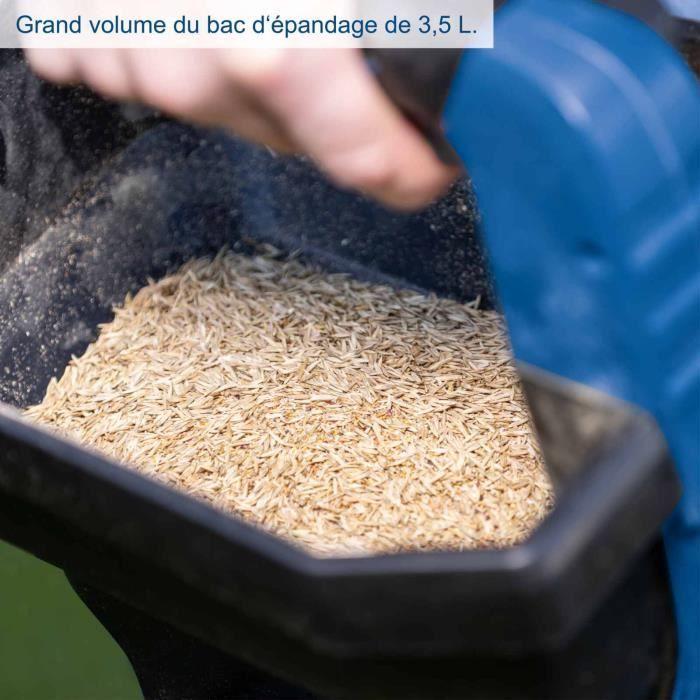 Pack Epandeur sans fil C-GSP800-X - Largeur épandage 5m - Capacité 3,5 l - 800 m² - SCHEPPACH 20V IXES Batterie 2Ah + chargeur 2.4A