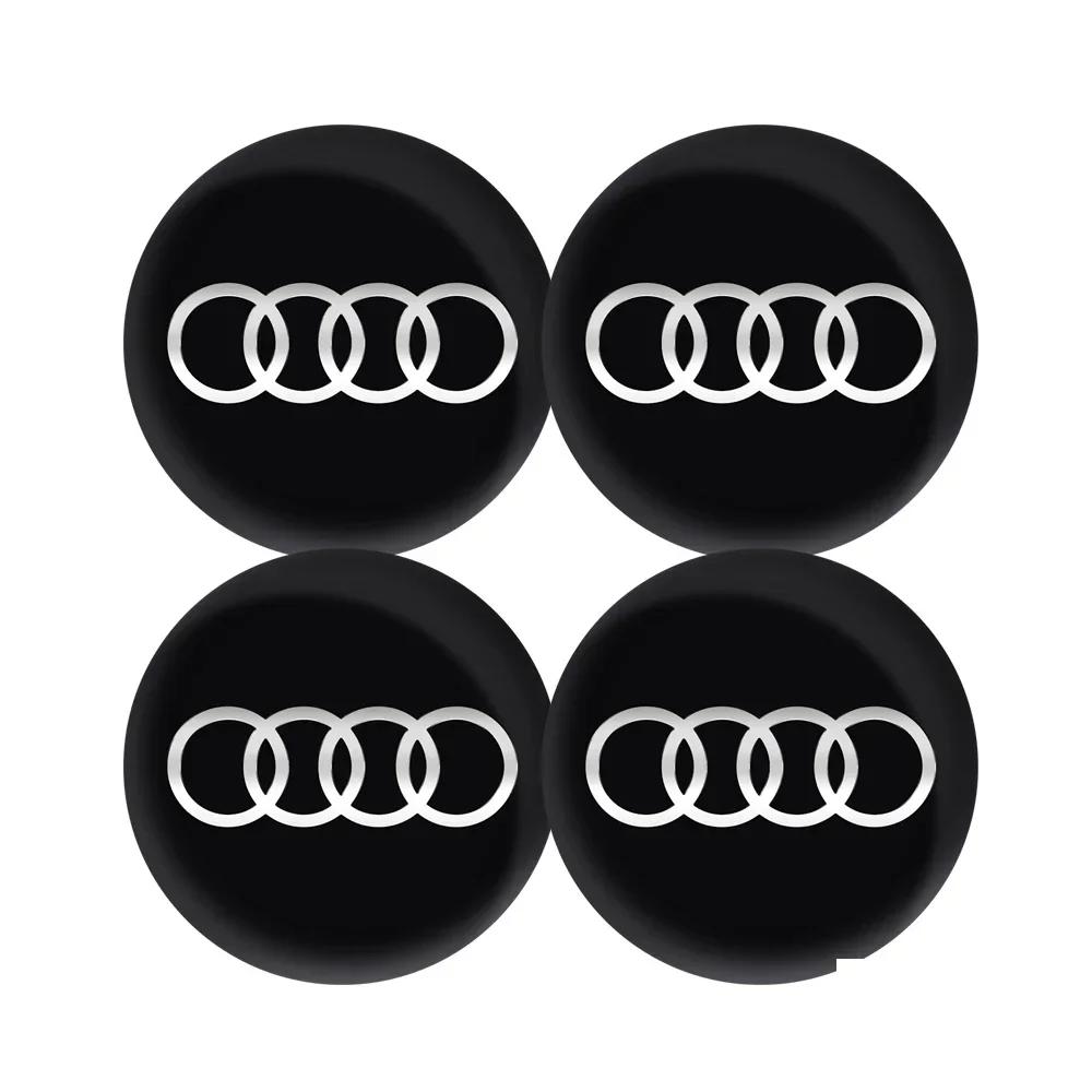 4pcs 56/60/63/65/68mm Wheel Center Caps Sticker Car Hub Cover Decoration For dgrb6 S RS A3 A4 B8 8P 8V A6 A5 Q5 B7 B6 B9 Q7 A1 A7