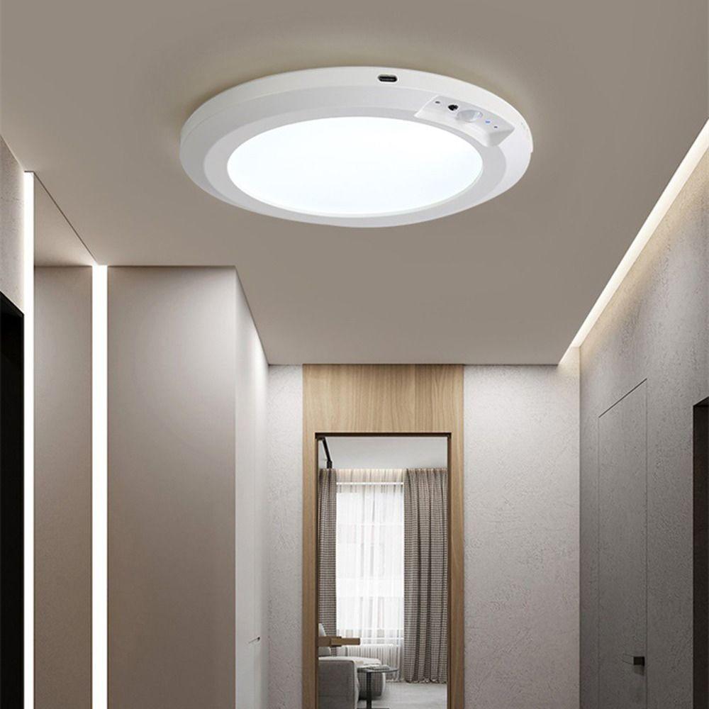 Round Motion Sensor Lights 3 Color LED Closet Lamp Practical Night Light  Stairs