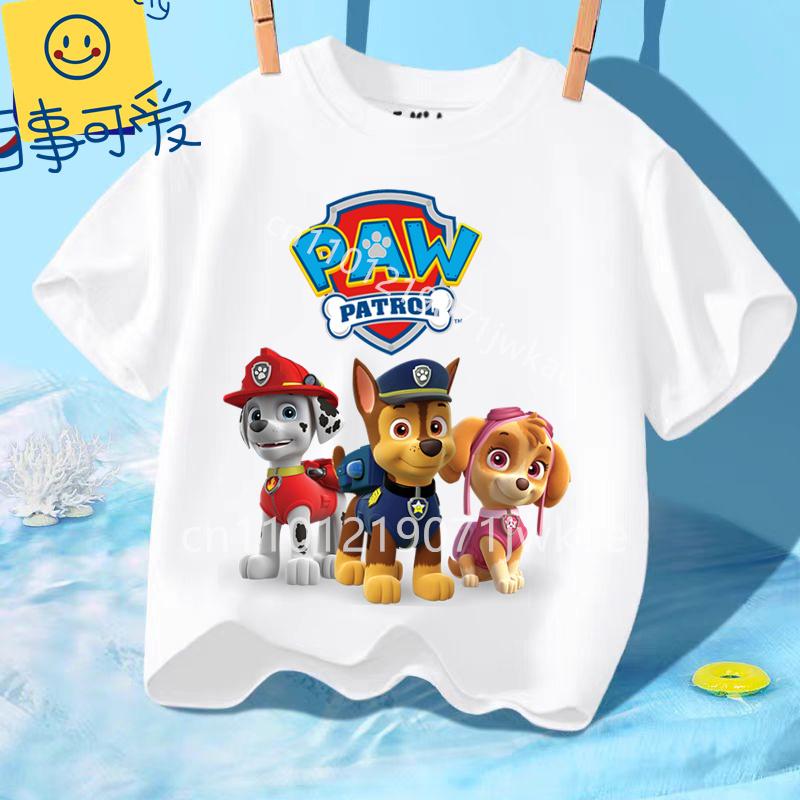 Cute Boys Girls Casuals Tops Summer Birthday Clothing Gift Hots Paw Patrol Kids T-shirts Kawaii Cartoon Character Printed Shirts
