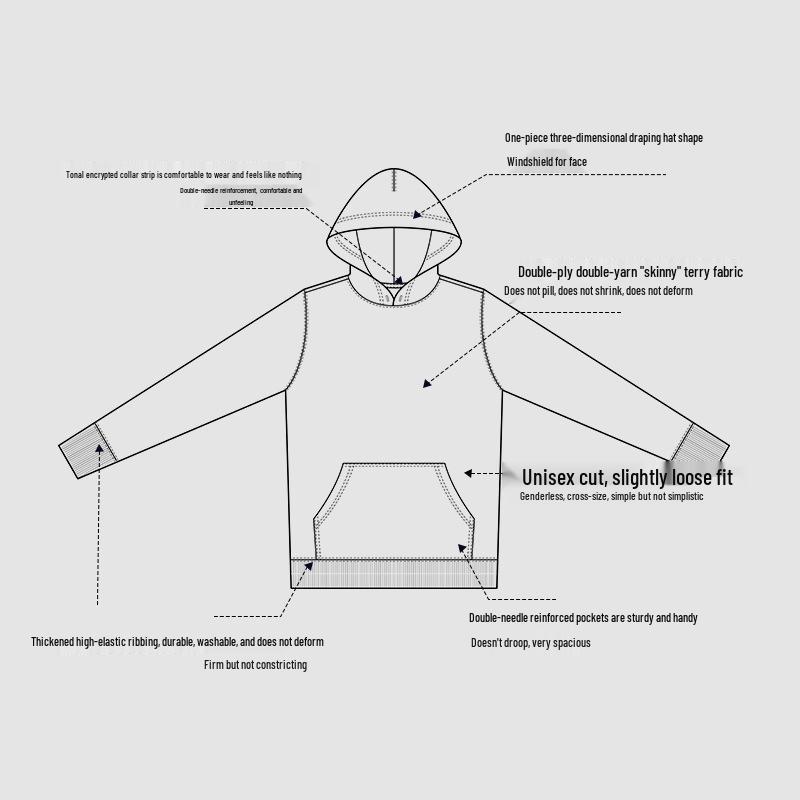 Unisex Heavyweight Carbon Brushed Fleece Hoodie - Warm, Loose Casual Wear for Autumn/Winter