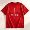 100 Cotton Basic Tee Handwritten Relax Vertical Line Graphic Loose Short Sleeve Minimalist Streetwear Top For Ladies