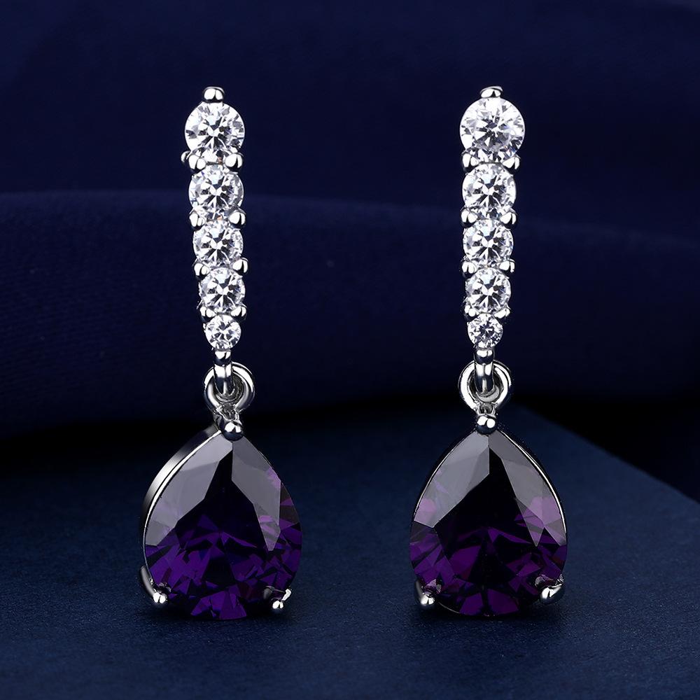 Fine Jewelry 925 Sterling Silver Earrings Inlaid with Zircon Crystal Flower Earrings Charm Jewelry for Women Gift Engagement