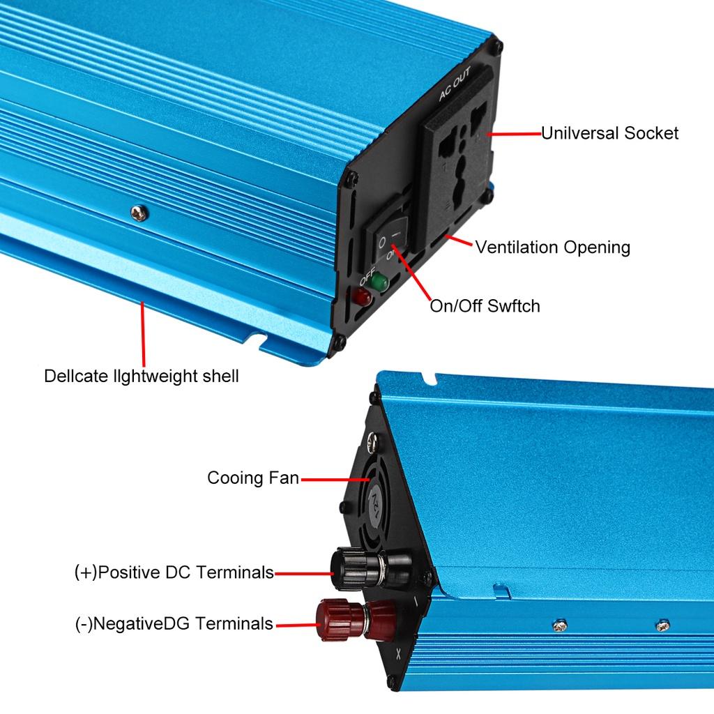 Peak 12/24/48/60V To 220V 1500W Car Power Inverter Voltage Converter Charger Adapter Invertor