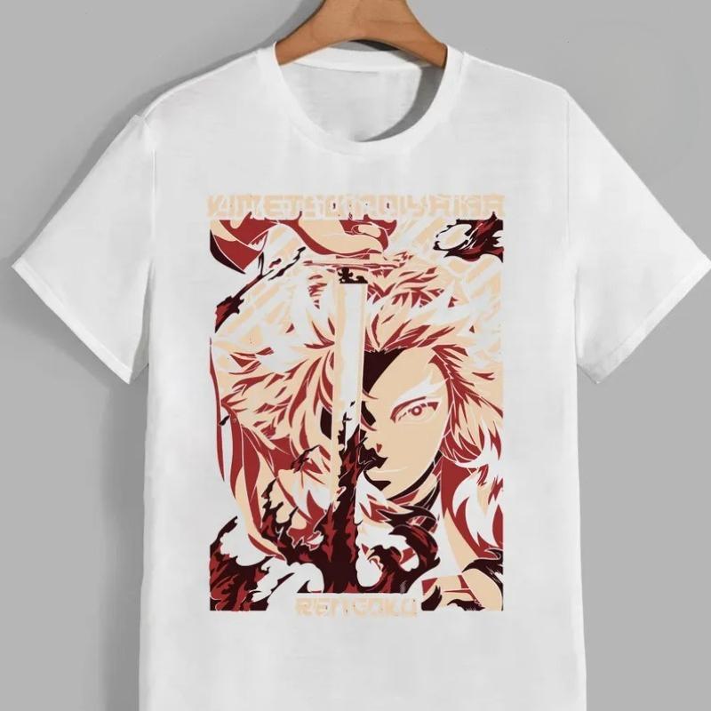 Rengoku Kyojuro Demon Slayer Anime T Shirt Summer Cotton Men Women Streetwear Fashion Couple Harajuku Tee Tops Clothing