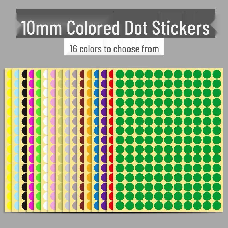 Multicolor Writable Round Dot Stickers - 16 Colors