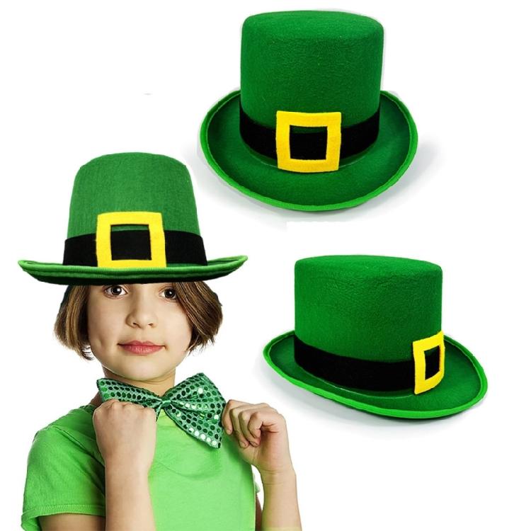 Elegant Green Homburg Leprechaun Styling Hat with Unique Yellow Buckles Wide Brimmed Western Hat for Casual Wear