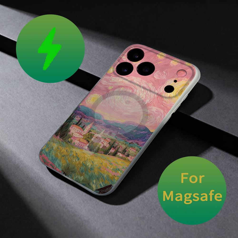 Vintage Van Gogh Pattern Phone Case For iPhone 17,16,15,14,13,12,X,XS,Pro,Max,Plus,E,Air,Mini with Magsafe Magnetic Liquid TPU