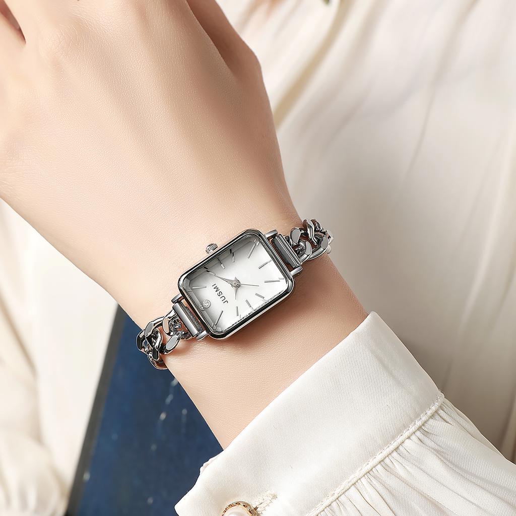 Ladies' New Fashion Square Dial Personal Chain Steel Strap Quartz Watch Noble and Atmospheric Holiday Gift
