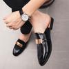 Fashion New Arrival Mens Loafers Simple Leather Metal Accent Muller Shoes Comfortable Slip-On Shoes Soft Business Dress Shoes Half Drag