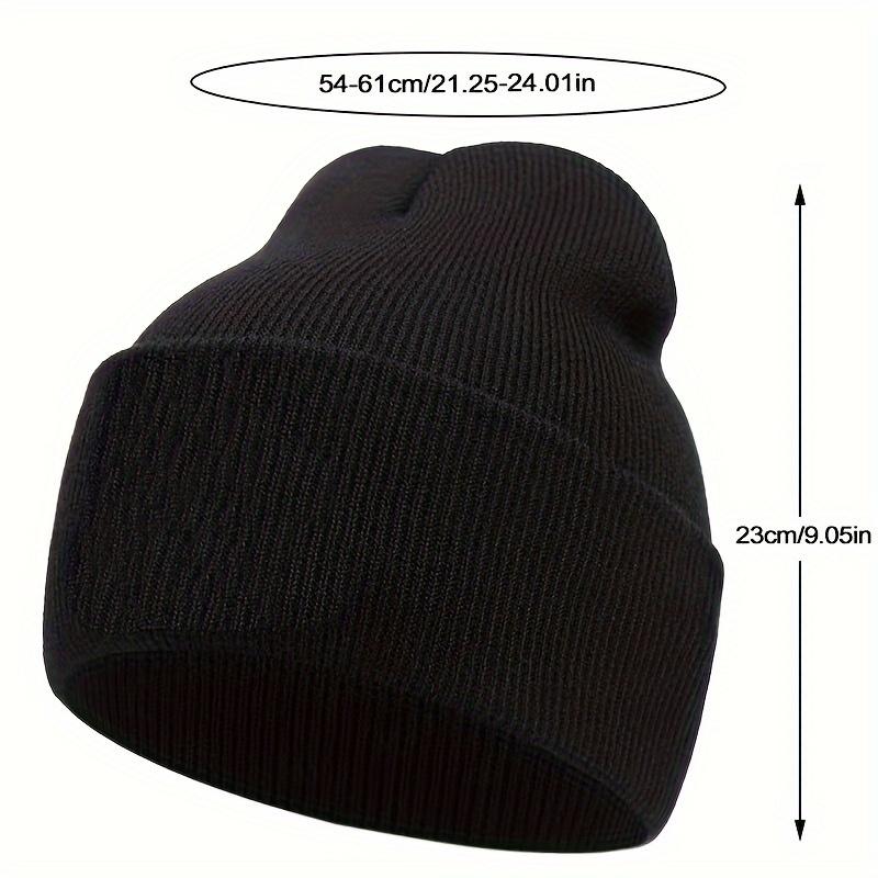 Embroidered Acrylic Beanie with Fleece Lining Unisex Winter Warm Skull Cap Casual Style Knit Hat for Outdoor Sports Events