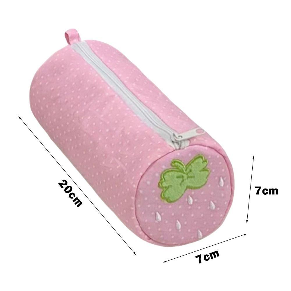 Large Capacity Pencil Case Strawberry Embroidery Stationery Pouch Cute Pen Bag  Back To School
