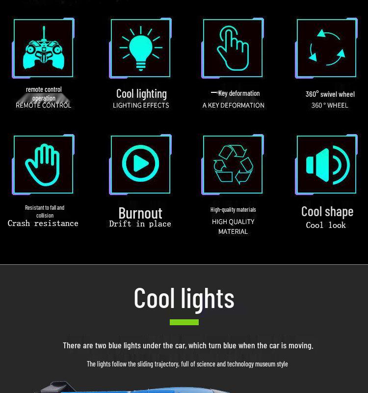 1:18 Remote Control Car Toy - One-Button Transforming Robot Model for Kids