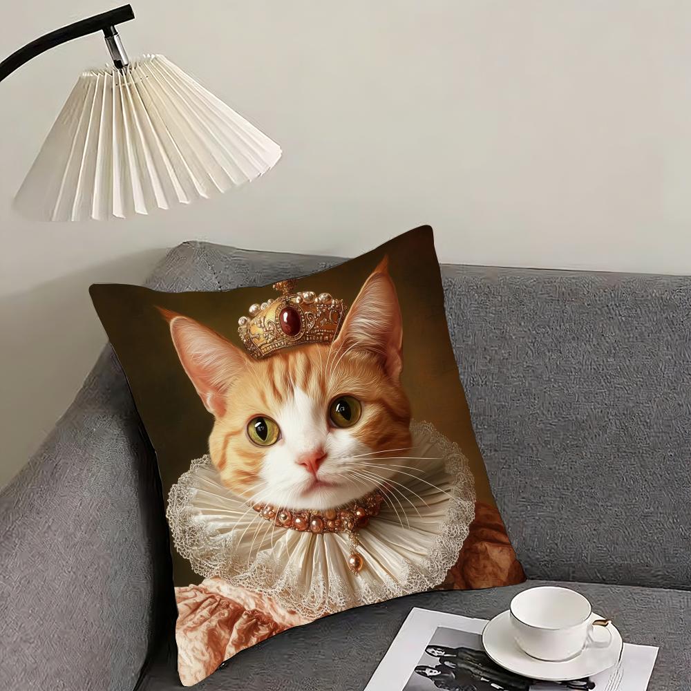 Cute Cat Printing Decorative Cushion Cover Reversible Plush Pillow Cover – For Car, Sofa, Bedroom, Perfect As a Gift.