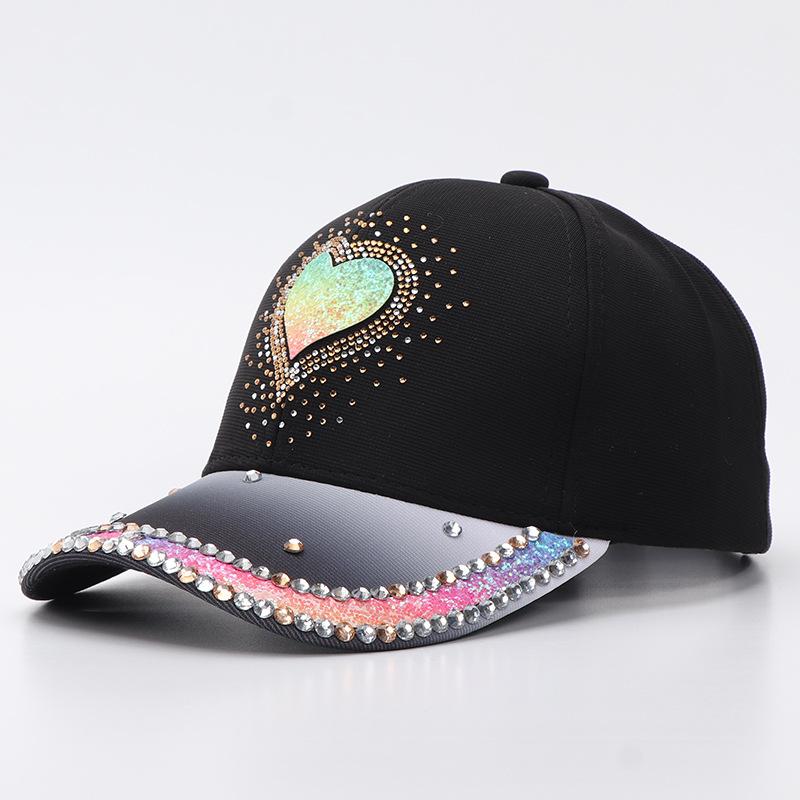 Xiyin strass fjäril hjärta basebollkeps dammode gradient anknäbbshatt